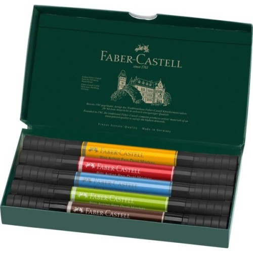 Художній маркер Faber-Castell набір двосторонніх Pitt Artist Pen Dual Marker, 5 кольорів (32416)