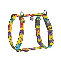 Шлея для собак WAUDOG Nylon анатомічна H-подібна з QR-паспортом "Мохнаті монстри" пластиковий фастекс, M (344-4050)
