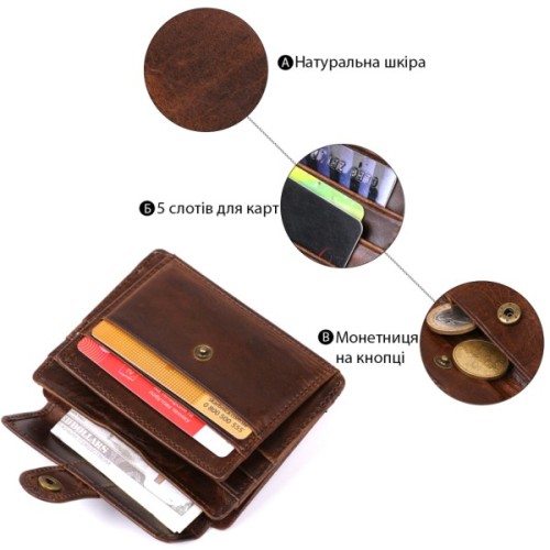 Гаманець Vintage Шкіряний Коричневий (20485)