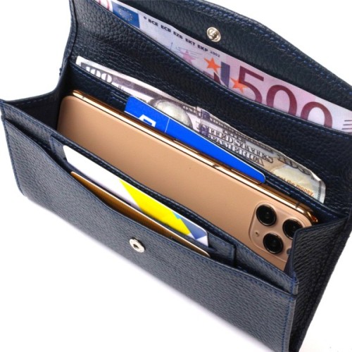 Портмоне Canpellini З натуральної шкіри флотар Синє (21702)