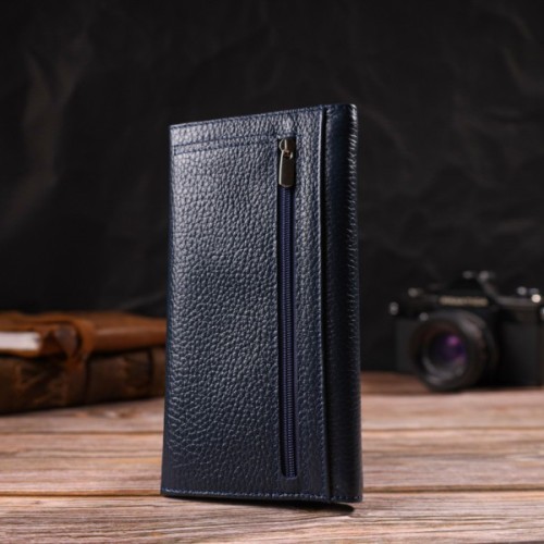 Портмоне Canpellini З натуральної шкіри флотар Синє (21702)