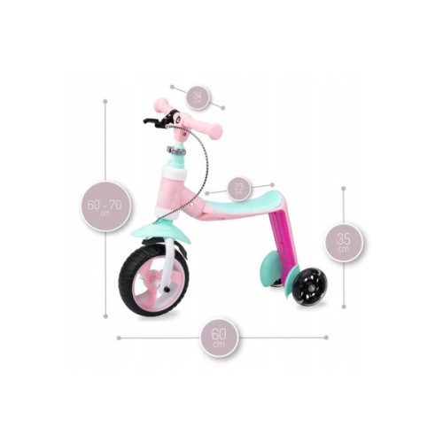 Самокат MoMi Elios 2 в 1 беговел Рожевий (ROBI00030)