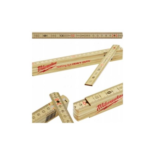 Лінійка будівельна Milwaukee складана тонка дерев'яна, 2м (4932459303)