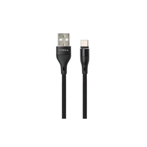 Дата кабель USB 2.0 AM to USB-C 0.3m cylindric nylon back Vinga (VCPDCTCCANB03BK)