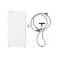 Чохол до мобільного телефона Dengos Cross-body Cover + Strap Samsung Galaxy A07 Clear+Grey (DG-KM-CCRB-13)