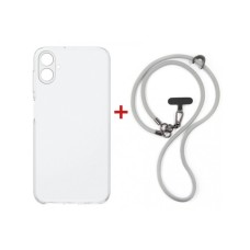 Чохол до мобільного телефона Dengos Cross-body Cover + Strap Samsung Galaxy A07 Clear+Grey (DG-KM-CCRB-13)