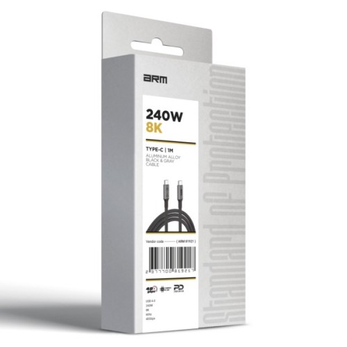 Дата кабель USB-C to USB-C 1.0m USB4 40Gbps 240W 8K60Hz black Armorstandart (ARM81921)