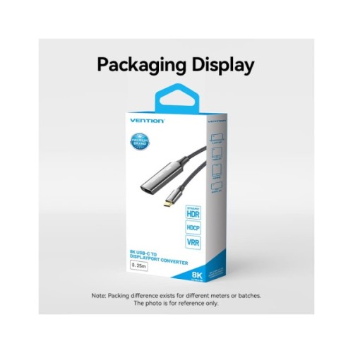 Кабель мультимедійний USB-C to DisplayPort M 0.25m 8K black Vention (CRGBC)