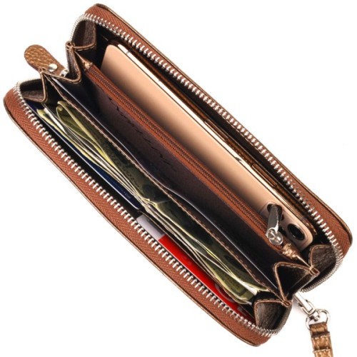 Гаманець Canpellini З натуральної шкіри флотар Коричневий (21614)