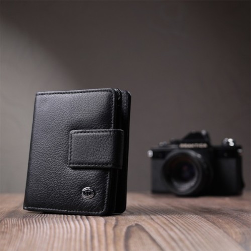 Гаманець ST Leather З монетницею та блоком для пропусків з натуральної шкіри Чорний (22713)