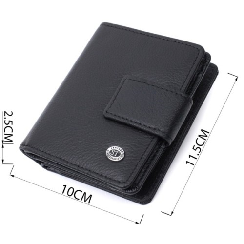 Гаманець ST Leather З монетницею та блоком для пропусків з натуральної шкіри Чорний (22713)