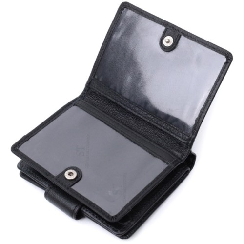 Гаманець ST Leather З монетницею та блоком для пропусків з натуральної шкіри Чорний (22713)