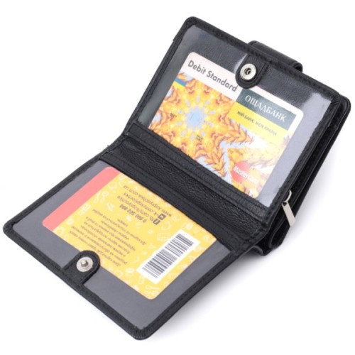 Гаманець ST Leather З монетницею та блоком для пропусків з натуральної шкіри Чорний (22713)