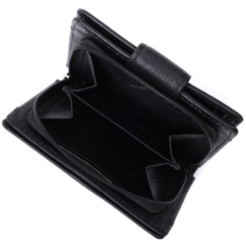 Гаманець ST Leather З монетницею та блоком для пропусків з натуральної шкіри Чорний (22713)