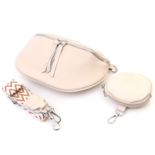 Сумка Vintage Шкіряна жіноча через плече з міні гаманцем Біла (22664)