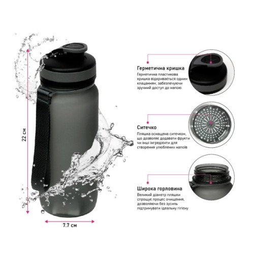 Пляшка для води Line Art Flores 650 мл синій (60014218LA-03)