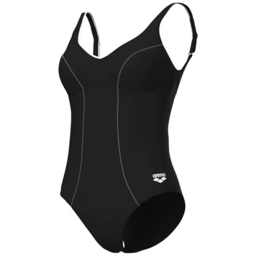 Купальник Arena Clip Back Swimsuit Solid B 010651-510 чорний, білий 44 (3468337746362)