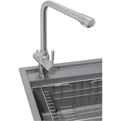 Мийка кухонна GRANADO Optimal Estella grafito (+ змішувач Badalona LUX inox + дозатор Redondo inox + кошик+дошка) (ksg0209)