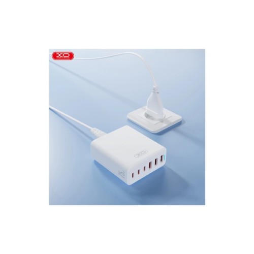 Зарядний пристрій XO L133 3xUSB-A + 3xUSB-C 75W White (L133.white)