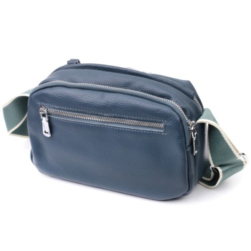 Сумка Vintage З двома відділеннями з натуральної шкіри Синя (22595)