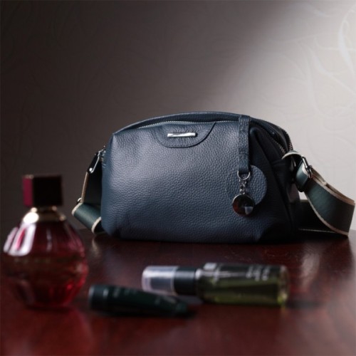 Сумка Vintage З двома відділеннями з натуральної шкіри Синя (22595)