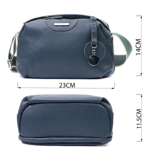 Сумка Vintage З двома відділеннями з натуральної шкіри Синя (22595)