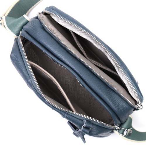 Сумка Vintage З двома відділеннями з натуральної шкіри Синя (22595)