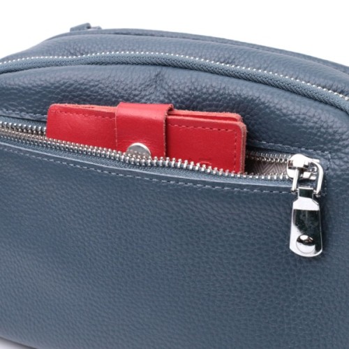 Сумка Vintage З двома відділеннями з натуральної шкіри Синя (22595)