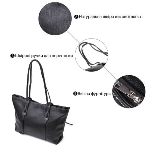 Сумка Vintage З натуральної шкіри Чорна (22082)