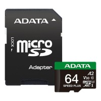 Карта пам'яті ADATA 64GB microSD class 10 UHS-I U3 V30 A2 Speed Plus (UD64GUI3V30A2SP-RA1)