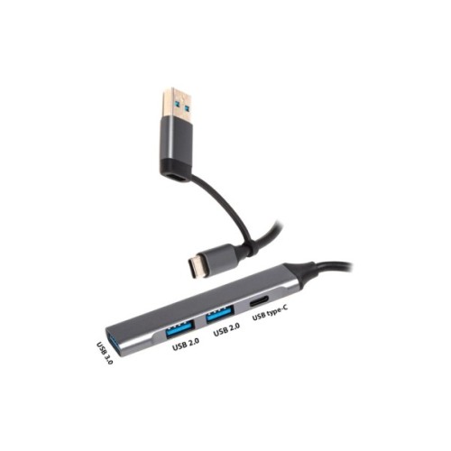 Концентратор Dynamode USB Type-C + USB-A to 1хUSB-C 3.0 1хUSB-A 3.0 2xUSB-A 2.0 dark grey (DM-UH-314AC)