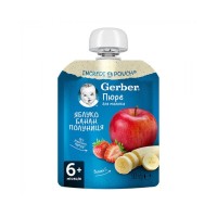 Дитяче пюре Gerber Яблуко, банан, полуниця 90 г (1227029)