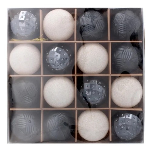 Ялинкова іграшка Chomik пластикові кульки компл. 16 шт, 6см, чорні (5900779853140_2)