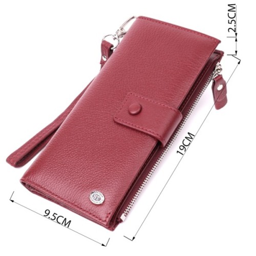 Гаманець ST Leather З натуральної шкіри Бордовий (22535)