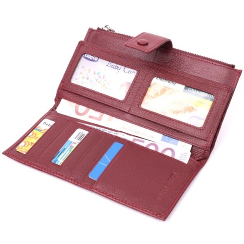 Гаманець ST Leather З натуральної шкіри Бордовий (22535)