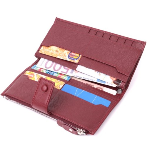 Гаманець ST Leather З натуральної шкіри Бордовий (22535)