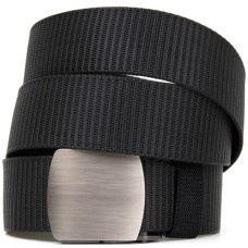 Ремінь Vintage Текстильний з сріблястою пряжкою Чорний (20541)
