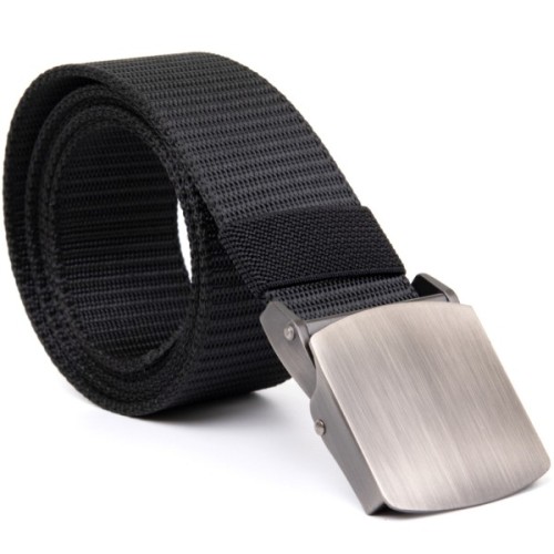 Ремінь Vintage Текстильний з сріблястою пряжкою Чорний (20541)
