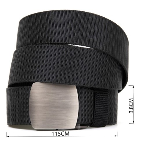 Ремінь Vintage Текстильний з сріблястою пряжкою Чорний (20541)