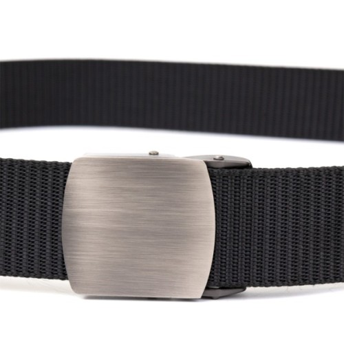 Ремінь Vintage Текстильний з сріблястою пряжкою Чорний (20541)