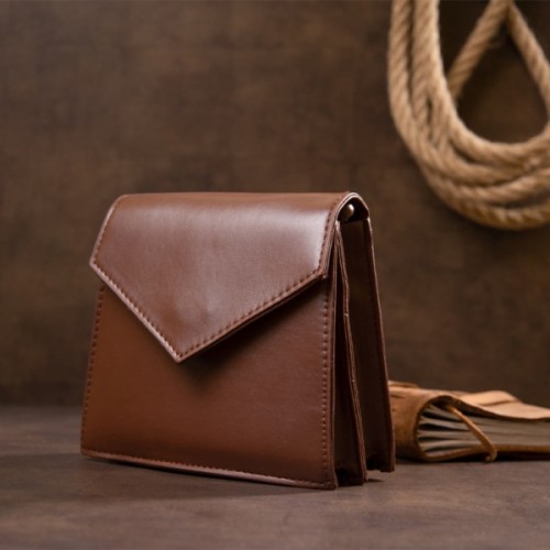 Сумка Vintage Горизонтальна кутоподібна зі шкірозамінника Коричнева (sale_14933)