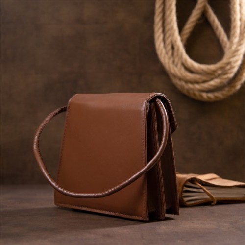 Сумка Vintage Горизонтальна кутоподібна зі шкірозамінника Коричнева (sale_14933)