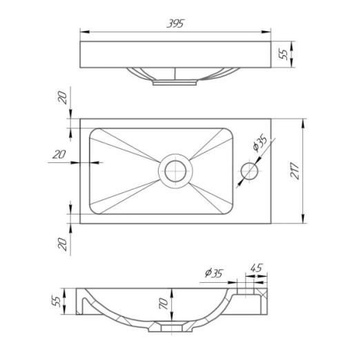 Раковина GRANADO Foz white gel (gbs0805g)