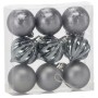 Ялинкова іграшка Chomik пластикові кульки 9 шт, 6 см, сірі (5900779877320_1)