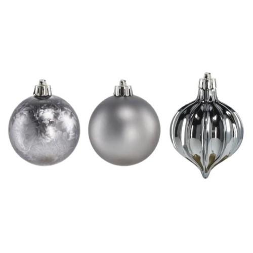 Ялинкова іграшка Chomik пластикові кульки 9 шт, 6 см, сірі (5900779877320_1)