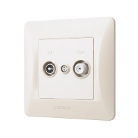 ТВ розетка Videx BINERA TV + SAT кінцева кремова (VF-BNSK2TVSATE-CR)