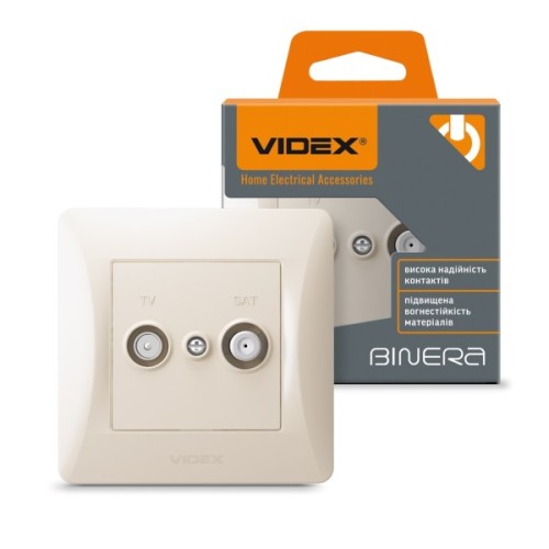 ТВ розетка Videx BINERA TV + SAT кінцева кремова (VF-BNSK2TVSATE-CR)