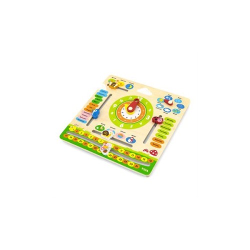 Розвиваюча іграшка Viga Toys дерев'яний календар з годинником, англійською мовою (44538)