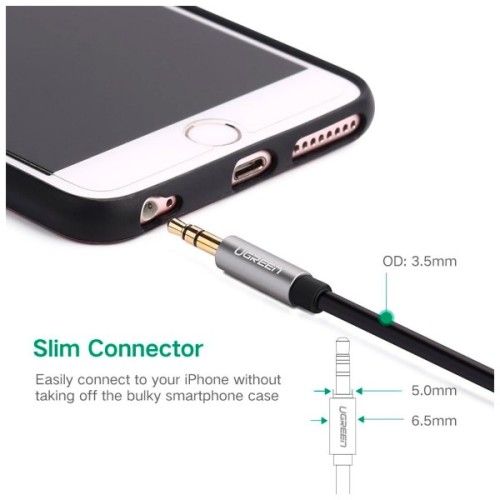 Кабель мультимедійний 3.5mm M to 3.5mm M 0.5m AV119 black Ugreen (10732)