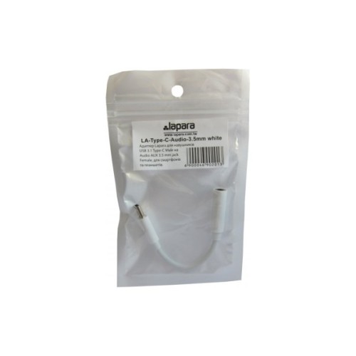 Перехідник Lapara USB Type-C Male - Audio AUX mini jack 3,5 mm Female (LA-Type-C-Audio-3.5mm white)